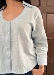 Light Blue Cotton Flex Button Down Shirt